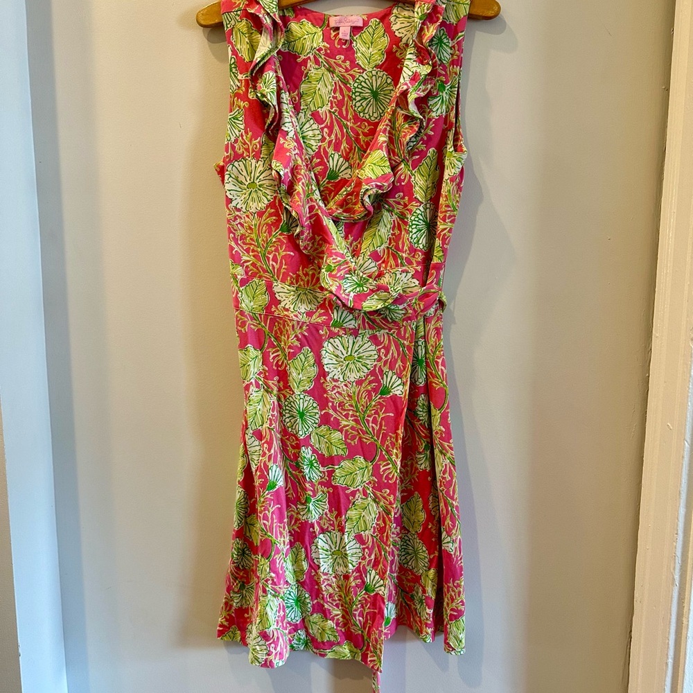 Fabulous Lilly Pulitzer Pink and Green wrap dress